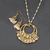 Indian Women's Retro Necklace Earrings Set Flower Bell Beaded Pendant Jewelry