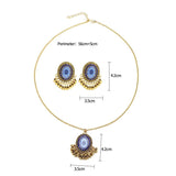Indian Women's Retro Necklace Earrings Set Flower Bell Beaded Pendant Jewelry