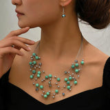 Boho Colorful Pearl Beads Necklace&Earrings Set