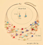 Boho Colorful Pearl Beads Necklace&Earrings Set