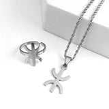 African Berbers Symbol Jewelry Set Amazigh Letter Necklace Bracelet