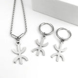 African Berbers Symbol Jewelry Set Amazigh Letter Necklace Bracelet