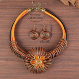 Flower African Women Necklace Earrings Jewelry Sets