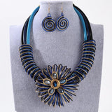 Flower African Women Necklace Earrings Jewelry Sets