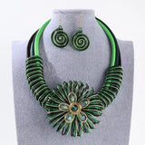Flower African Women Necklace Earrings Jewelry Sets