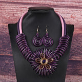 Flower African Women Necklace Earrings Jewelry Sets