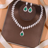 Stonefans Green Water Drop Crystal Necklace Set Wedding