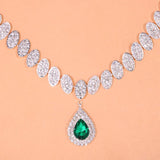 Stonefans Green Water Drop Crystal Necklace Set Wedding