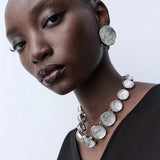 ZAA Resin Choker Necklace Earrings Set Statement Jewelry