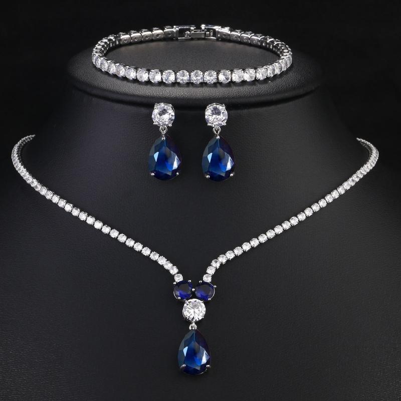 Clear Zircon Water Drop Jewelry Set for Women