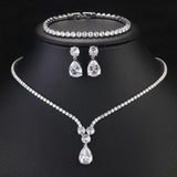 Clear Zircon Water Drop Jewelry Set for Women