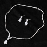 Clear Zircon Water Drop Jewelry Set for Women