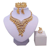 Dubai 18K Plated Jewelry Set Women Wedding Set Necklace Earrings Bracele