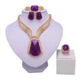 Dubai 18K Plated Jewelry Set Women Wedding Set Necklace Earrings Bracele