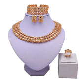 Dubai 18K Plated Jewelry Set Women Wedding Set Necklace Earrings Bracele