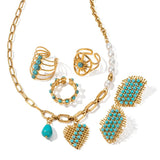 Youthway Straw Hat Pendant Necklace Glass Turquoise Heart Exclusive Jewelry
