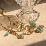 Youthway Straw Hat Pendant Necklace Glass Turquoise Heart Exclusive Jewelry