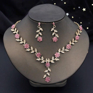 Flower Necklace Sets for Women Choker Necklace and Earrings Set