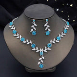 Flower Necklace Sets for Women Choker Necklace and Earrings Set