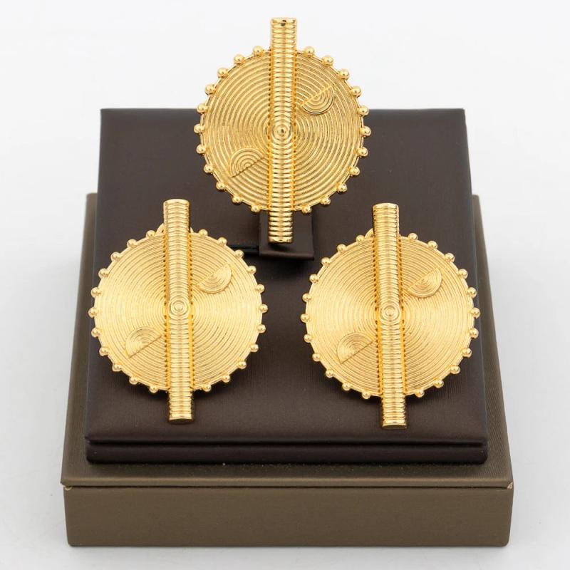 18k Plated Clip Earrings and Finger Ring Set