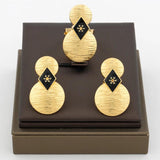 18k Plated Clip Earrings and Finger Ring Set