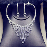 Geometric Rhinestone Necklace Earrings Tassel Set
