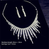 Geometric Rhinestone Necklace Earrings Tassel Set