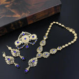 Sunspicems Morocco Bride Jewelry Sets Arabia Drop Earring Choker Necklace Caftan