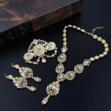 Sunspicems Morocco Bride Jewelry Sets Arabia Drop Earring Choker Necklace Caftan