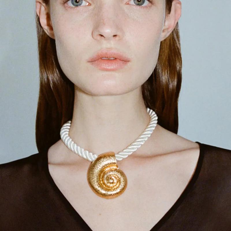 ZAA Conch Necklace Earring Metal Pendant Choker Jewelry Set