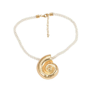 ZAA Conch Necklace Earring Metal Pendant Choker Jewelry Set