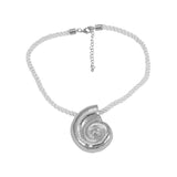 ZAA Conch Necklace Earring Metal Pendant Choker Jewelry Set