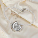 ZAA Conch Necklace Earring Metal Pendant Choker Jewelry Set
