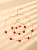 Titanium Steel Jewelry Set Three Leaf Grass Women's Gift