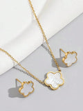 Titanium Steel Jewelry Set Three Leaf Grass Women's Gift