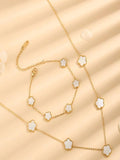 Titanium Steel Jewelry Set Three Leaf Grass Women's Gift