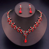 Water Drop Crystal Bridal Jewelry Set Rhinestone Necklace Earrings