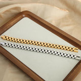 Stainless Steel Bracelet Ring Earrings Set for Women Chain Plated Jewelry