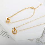 Roman Numerals Crystal Charm Jewelry Set Stainless Steel For Women