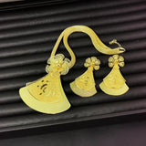 Dubai Jewelry Set for Women Yellow Big Dangle Earrings Necklace African Sets