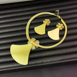 Dubai Jewelry Set for Women Yellow Big Dangle Earrings Necklace African Sets