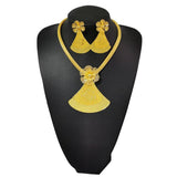 Dubai Jewelry Set for Women Yellow Big Dangle Earrings Necklace African Sets