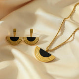 316L Stainless Steel Geometric Necklace Earrings Set Holiday Gift