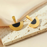 316L Stainless Steel Geometric Necklace Earrings Set Holiday Gift