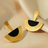 316L Stainless Steel Geometric Necklace Earrings Set Holiday Gift