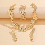 Irregular Heavy Metal Chain Necklace Set