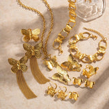 Stainless Steel 18K Butterfly Series Dubai Plated Jewelry Set For Women