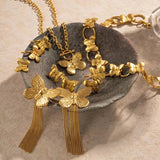 Stainless Steel 18K Butterfly Series Dubai Plated Jewelry Set For Women