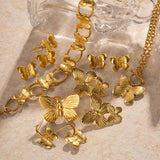 Stainless Steel 18K Butterfly Series Dubai Plated Jewelry Set For Women