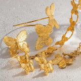 Stainless Steel 18K Butterfly Series Dubai Plated Jewelry Set For Women